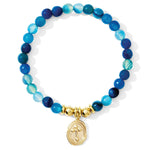 Stretch Stone Bracelet With Oval Cross Charm