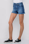 High Rise Ultra Stretch Frayed Hem Shorts - Dark