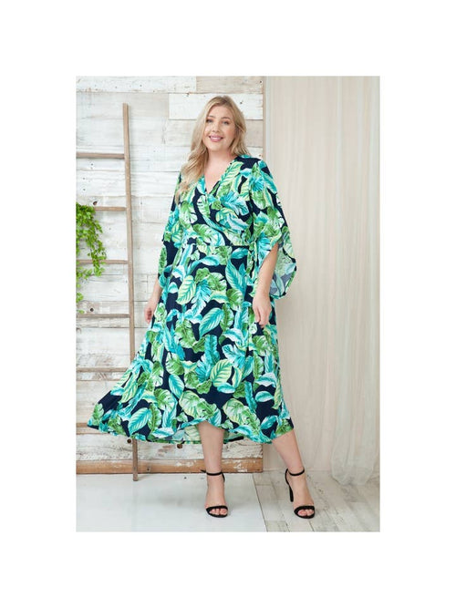 Curvy Tropical Overlap Maxi Dress
