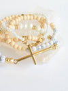 Gold Cross Natural Beaded Bracelet Set