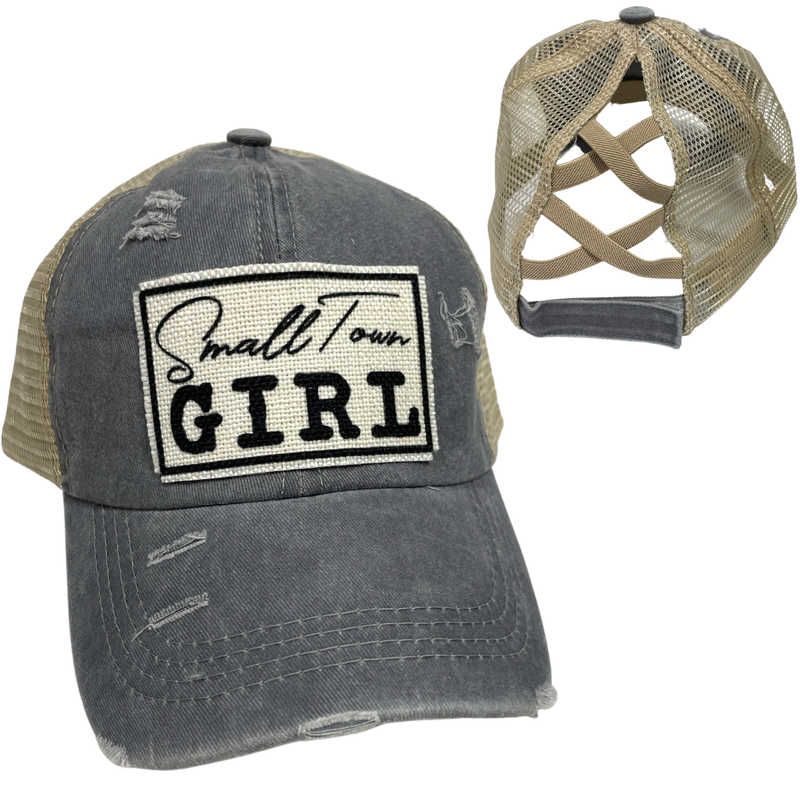 SMALL TOWN GIRL CRISS-CROSS PONYTAIL HAT