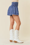 Tencel Denim Smocked Waist Frayed Hem Short