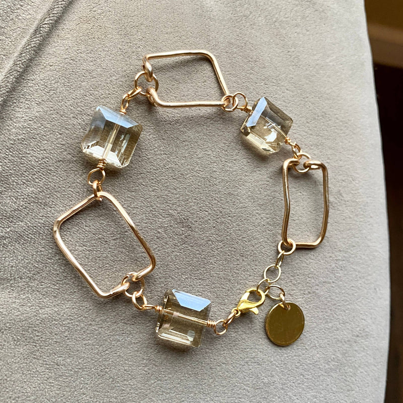 Crystal and Gold Link Bracelet