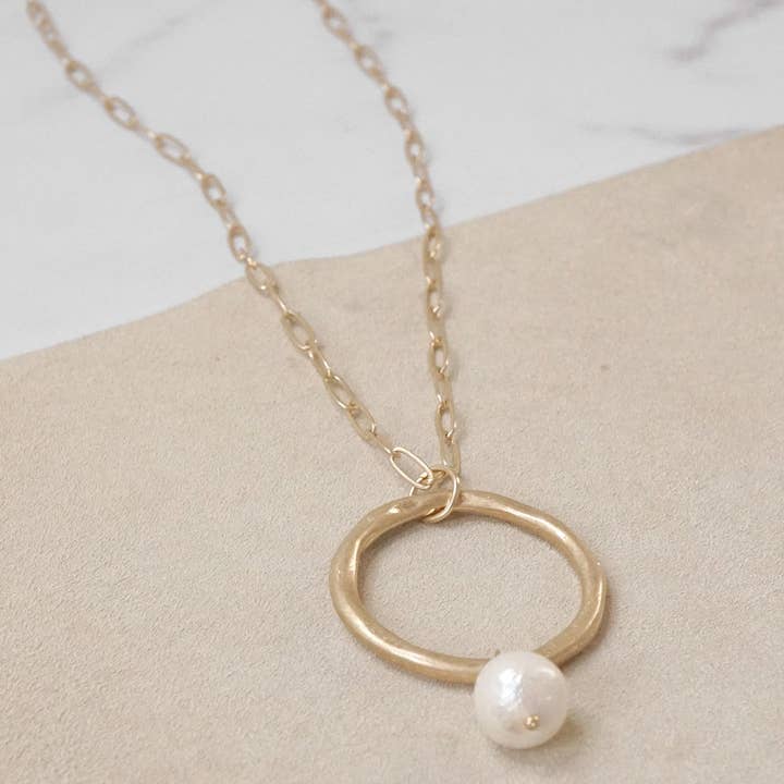 Minimalist Long Boho Gold Pearl Necklace
