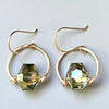 Hammered Gold Hoop Hexagon Crystal Drop Earrings