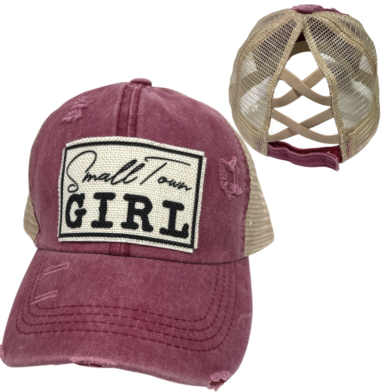 SMALL TOWN GIRL CRISS-CROSS PONYTAIL HAT