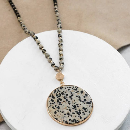 Round Dalmatian Stone Necklace