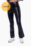 Curvy Faux Patent Leather Flare Highwaist Leggings