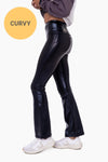 Curvy Faux Patent Leather Flare Highwaist Leggings