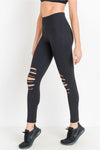 Shredded Knee Laser-Cut Leggings