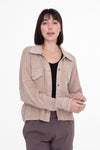 Waffle Knit Mineral-Washed Cropped Jacket