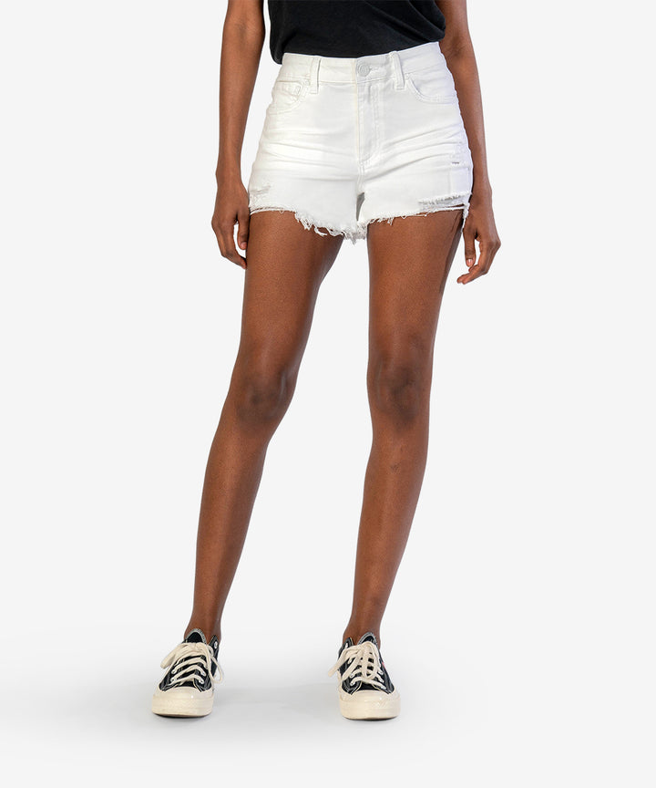 KUT White Jane High Rise Short w/ Fray