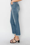 Mid-Rise Raw Hem Straight Leg Jean