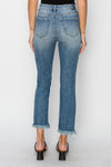 Mid-Rise Raw Hem Straight Leg Jean