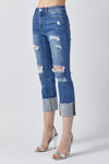 Distressed Capri Cuff Denim