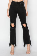 High Rise Straight Crop Jeans -Black