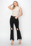 High Rise Straight Crop Jeans -Black
