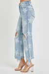 High Rise Star Straight Crop Jeans