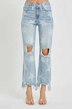 High Rise Star Straight Crop Jeans