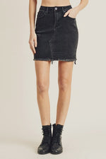 Risen Raw Hem Mini Skirt - Black