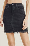 Risen Raw Hem Mini Skirt - Black