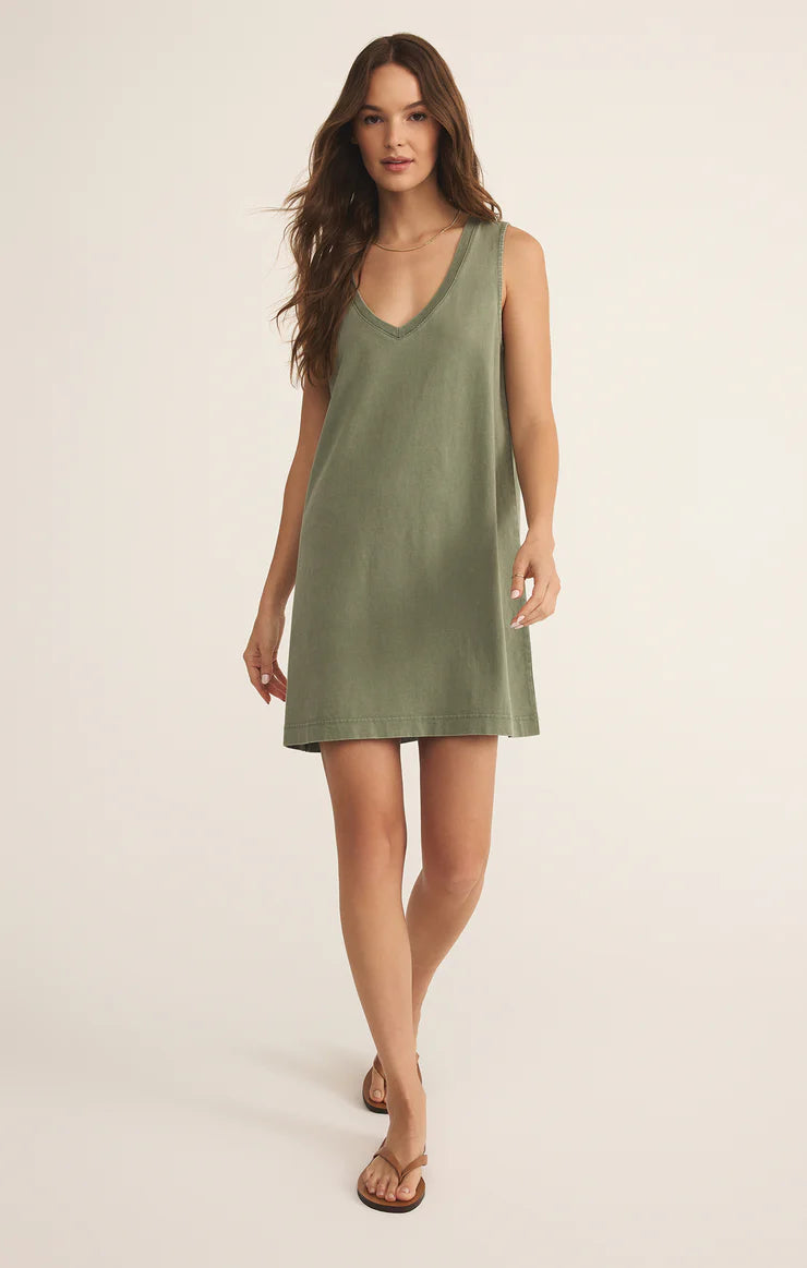 Z Supply Sloane V Neck Mini Dress - Avocado