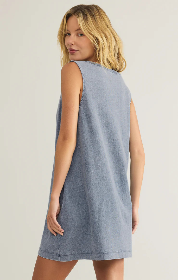 Z Supply Sloane V Neck Mini Dress - Denim Blue