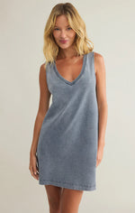 Z Supply Sloane V Neck Mini Dress - Denim Blue