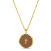 Tiny Cross Pendant Necklace: Black