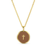 Tiny Cross Pendant Necklace: Black