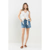 High Rise Tie Waist Shorts Raw Hem