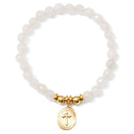 Stretch Stone Bracelet With Oval Cross Charm