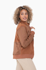 Textured Fleece Hybrid Zip Up Jacket