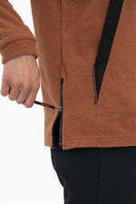 Textured Fleece Pullover Hoodie - Camel