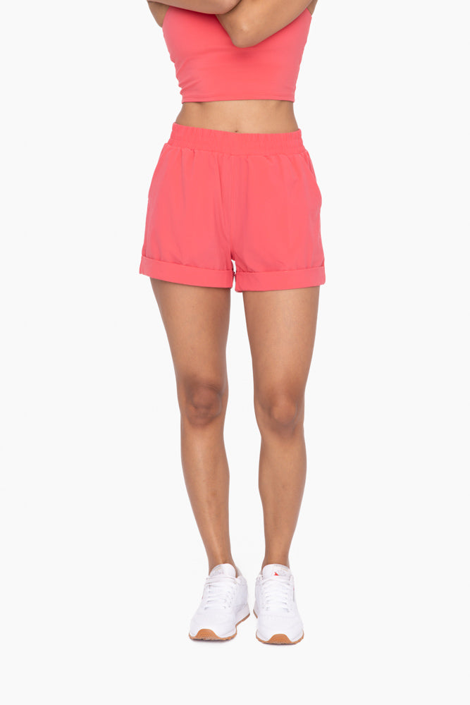 High Waist Cuffed Shorts - Paradise Pink