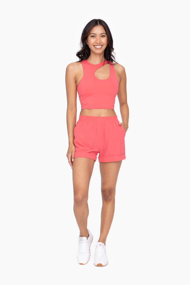 High Waist Cuffed Shorts - Paradise Pink