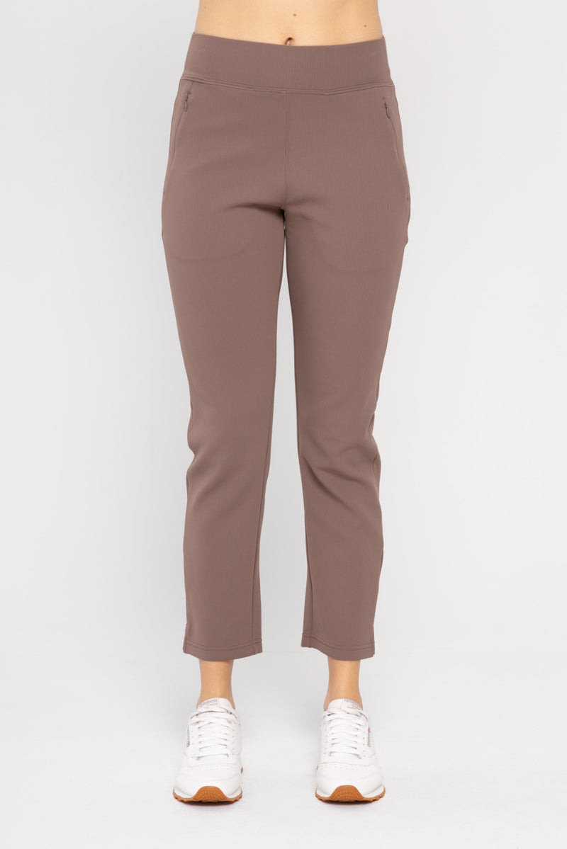Jacquard Ribbed Pant in Deep Taupe