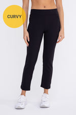 Curvy Jacquard Ribbed Tapered Pant -Black