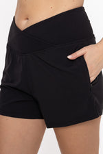 Crossover Waist Running Shorts - Black