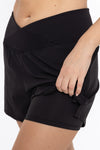 Crossover Waist Running Shorts - Black