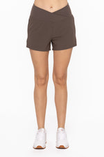 Crossover High Waist Running Shorts - Black Olive