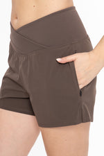 Crossover High Waist Running Shorts - Black Olive