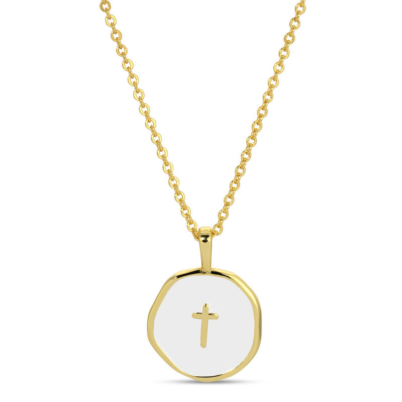 Tiny Cross Pendant Necklace: Black