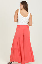 Coral Flowy Wide-Leg Pant