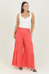 Coral Flowy Wide-Leg Pant