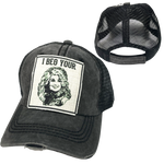 I BEG YOUR PARTON BALL CAP: Black with Black Mesh