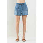 High Rise Tie Waist Shorts Raw Hem