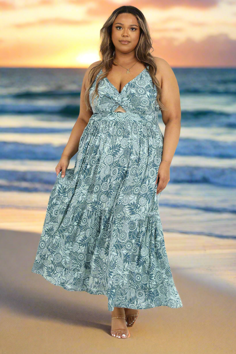 Curvy Blue Flowy Sundress