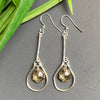 Hammered Silver Bar Golden Teardrop Earrings