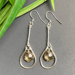 Hammered Silver Bar Golden Teardrop Earrings